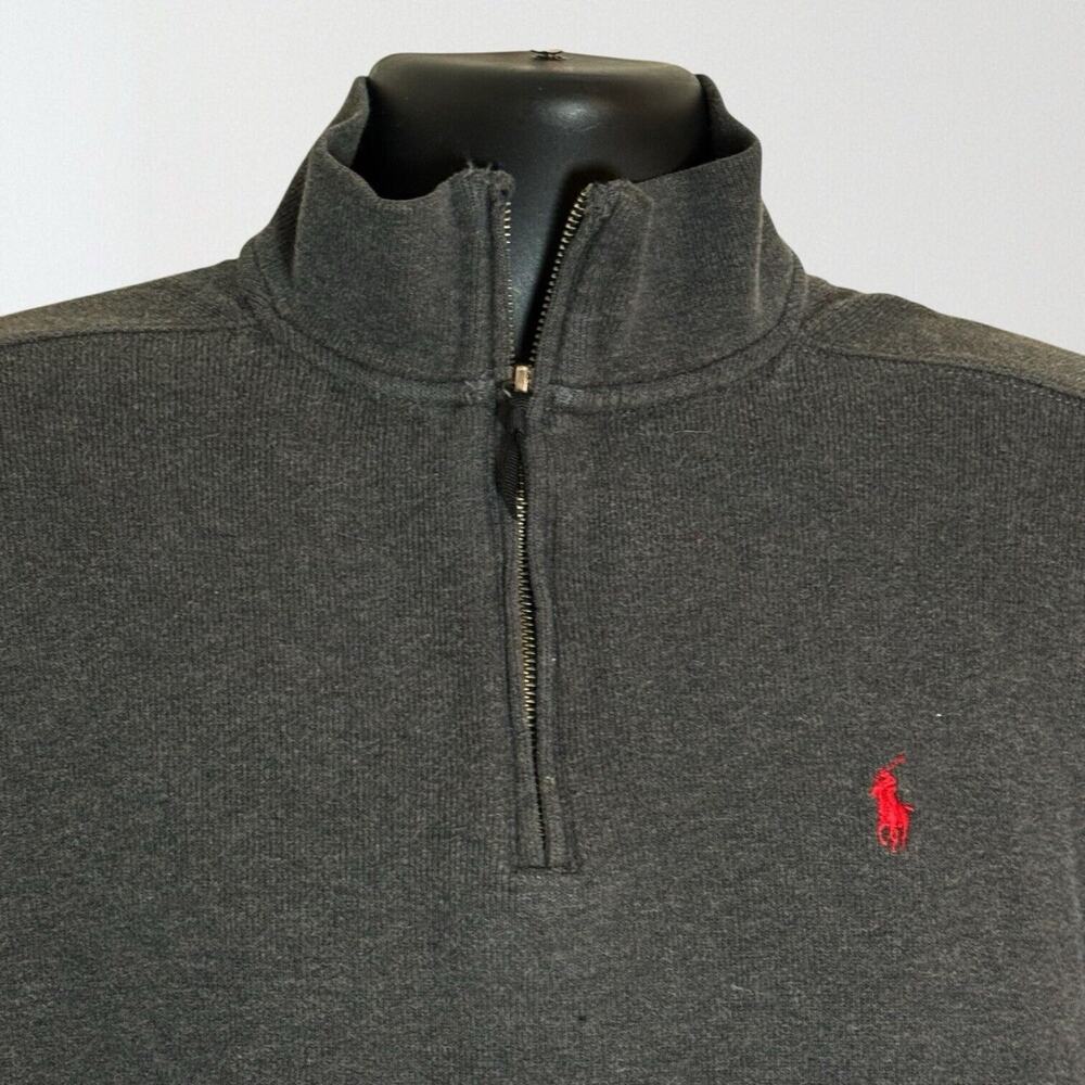 Polo Ralph Lauren Sweater Sweatshirt Sz XLarge Mens Charcoal 1/4 Zip 100% Cotton - Picture 2 of 5